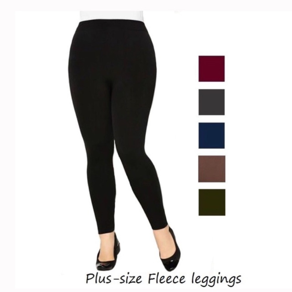 Tummy control fleeced lined leggings. Plus size.